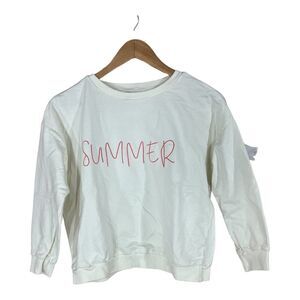 Joah Love Bowie Summer Sweatshirt GIRLS SIZE 8 Crewneck White Pink Embroidered